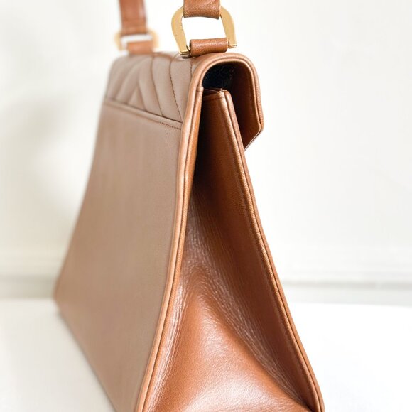 Vintage YSL Top Handle Leather Bag Brown - Picture 6 of 16